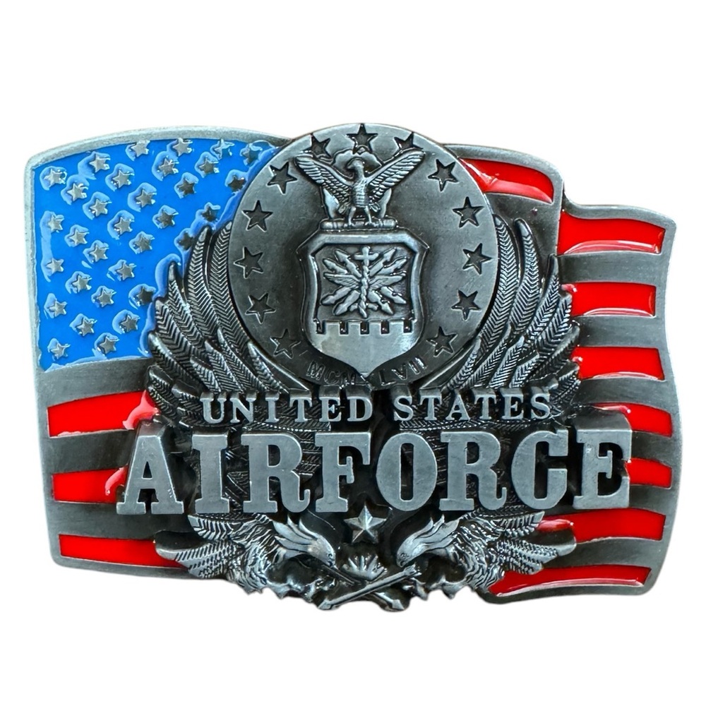 United States Airforce Belt Buckle - Silver, Red, and Blue